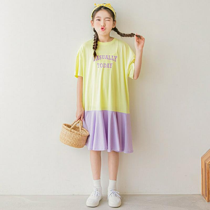 【新作10%OFF】英字バイカラーワンピース・p002585 キッズ【3~8才】【ops】【ワンピース ミディ丈 ミディワンピー