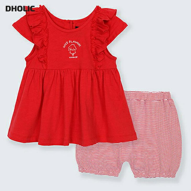 【新作10%OFF】フリルラインTシャツ&ボーダーパンツSET・p003076 キッズ【3~8才】【set】【セット トップス 