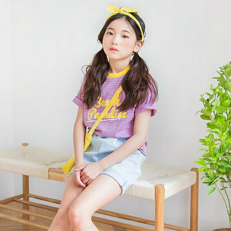 【新作10%OFF】配色paradiseボーダーTシャツ・p002547 キッズ【3~8才】【tops】【トップス Tシャツ 半