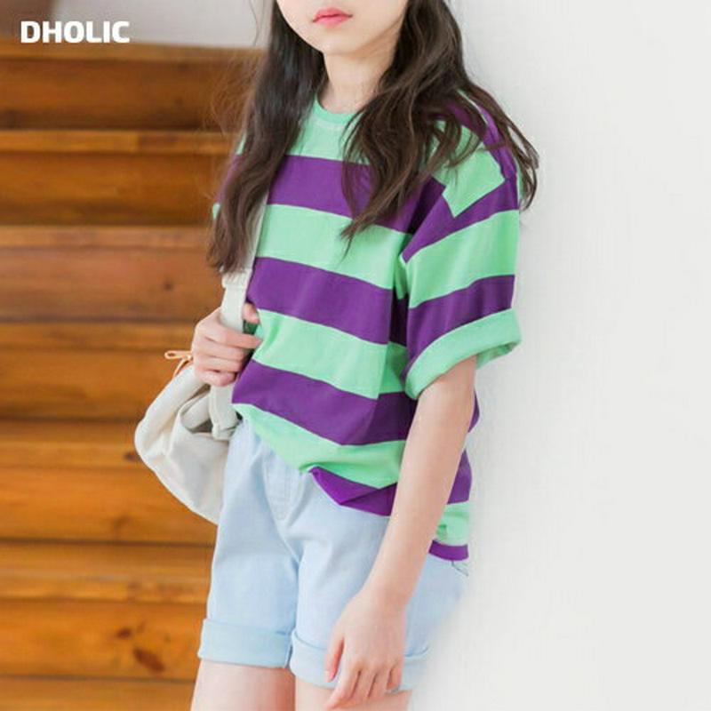 【新作10%OFF】バイカラーボーダーTシャツ・p002590 キッズ【3~8才】【tops】【トップス Tシャツ 半袖 ハーフ