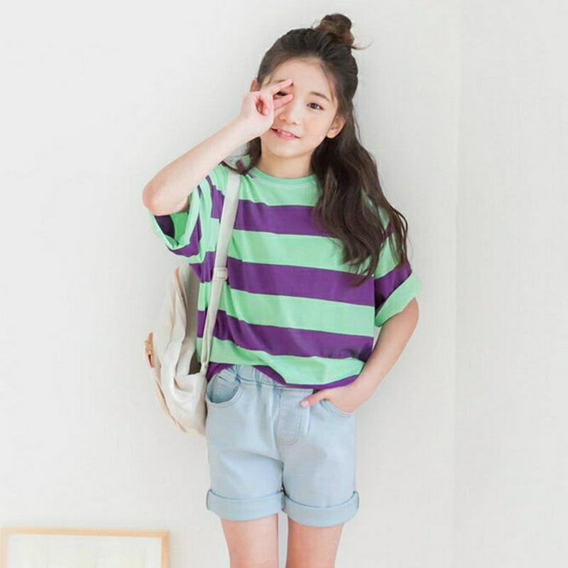 【新作10%OFF】バイカラーボーダーTシャツ・p002590 キッズ【3~8才】【tops】【トップス Tシャツ 半袖 ハーフ