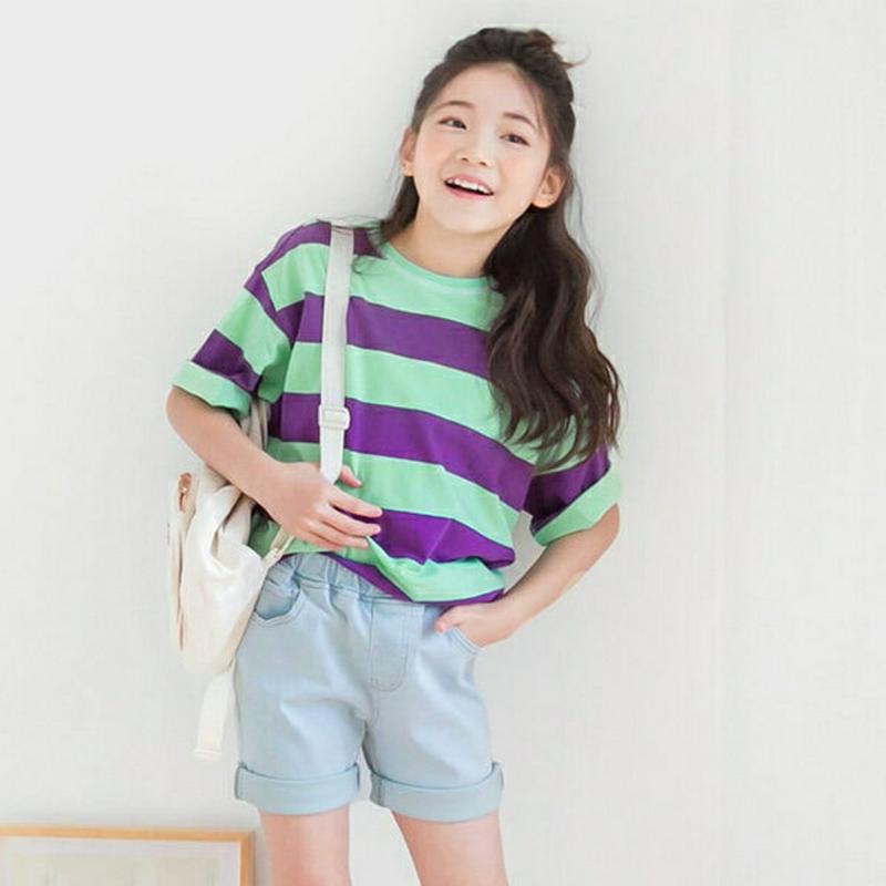 【新作10%OFF】バイカラーボーダーTシャツ・p002590 キッズ【3~8才】【tops】【トップス Tシャツ 半袖 ハーフ