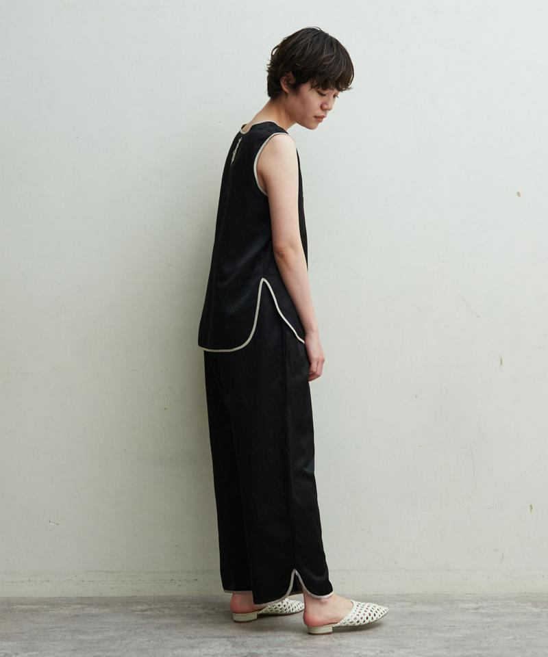 Si/Cサテンウィローパターン刺繍Vネックノースリーブプルオーバー（cardo fabrica）