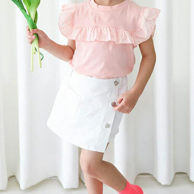 【キッズ全商品10%OFF】サイドボタンキュロットパンツ・u03153 キッズ【3~8才】【pt】【キュロットパンツ キュロット