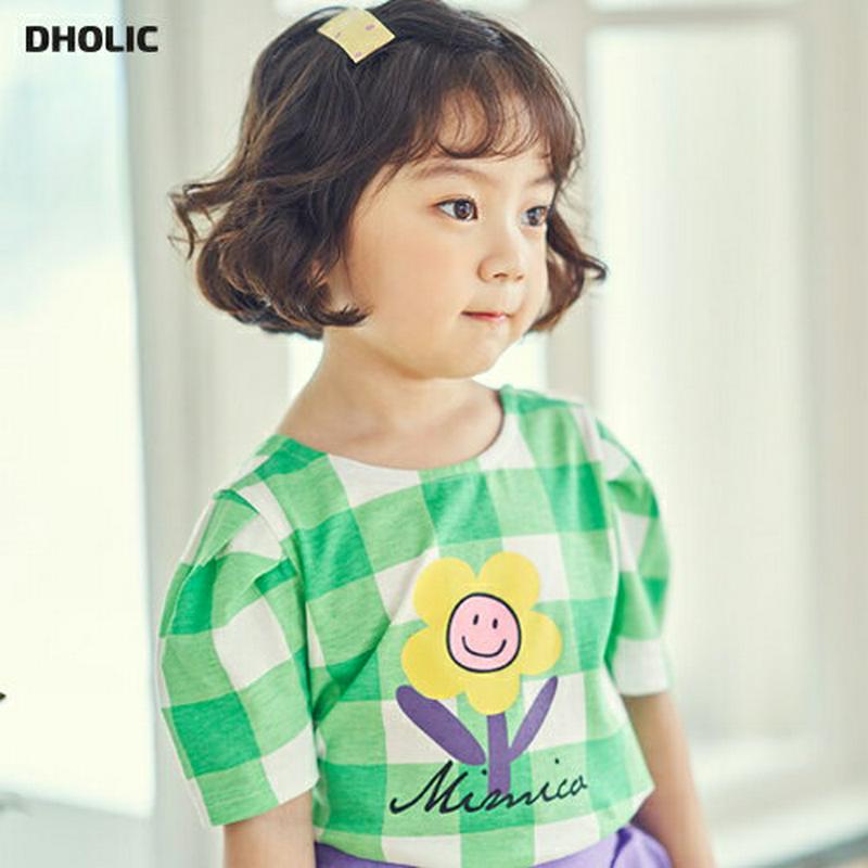 【キッズ全商品10%OFF】フラワープリントチェックTシャツ・u03390 キッズ【3~8才】【tops】【トップス Tシャツ 