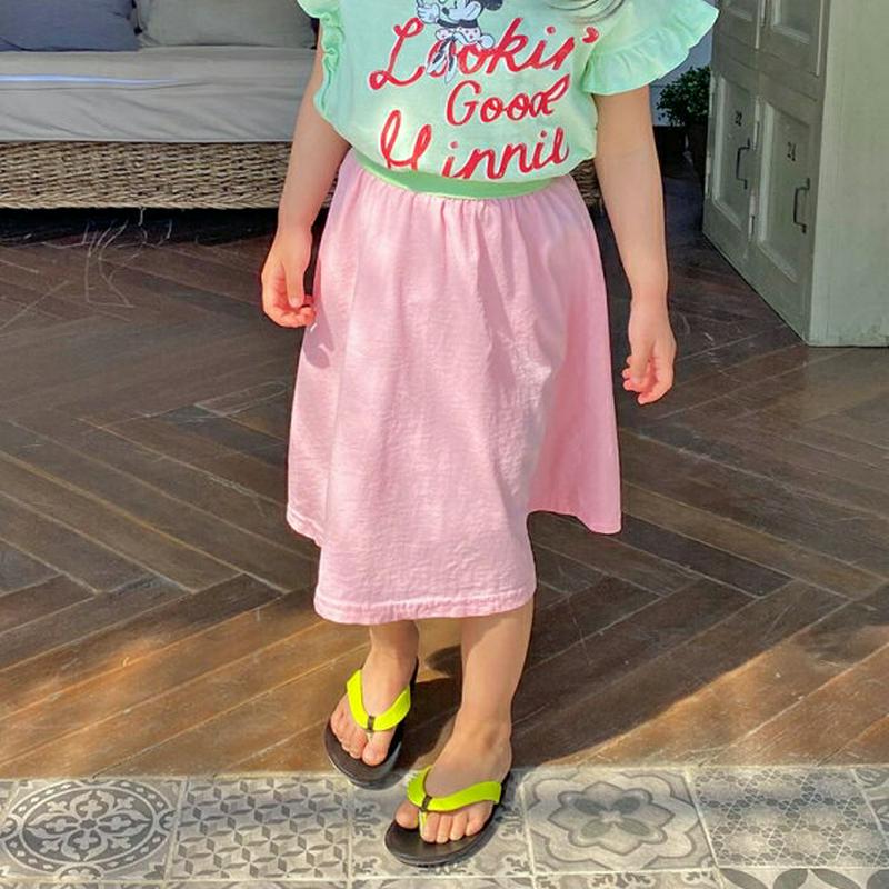 【キッズ全商品10%OFF】ウエスト配色ロングスカート・u03292 キッズ【3~8才】【sk】【スカート ロング ロングスカー