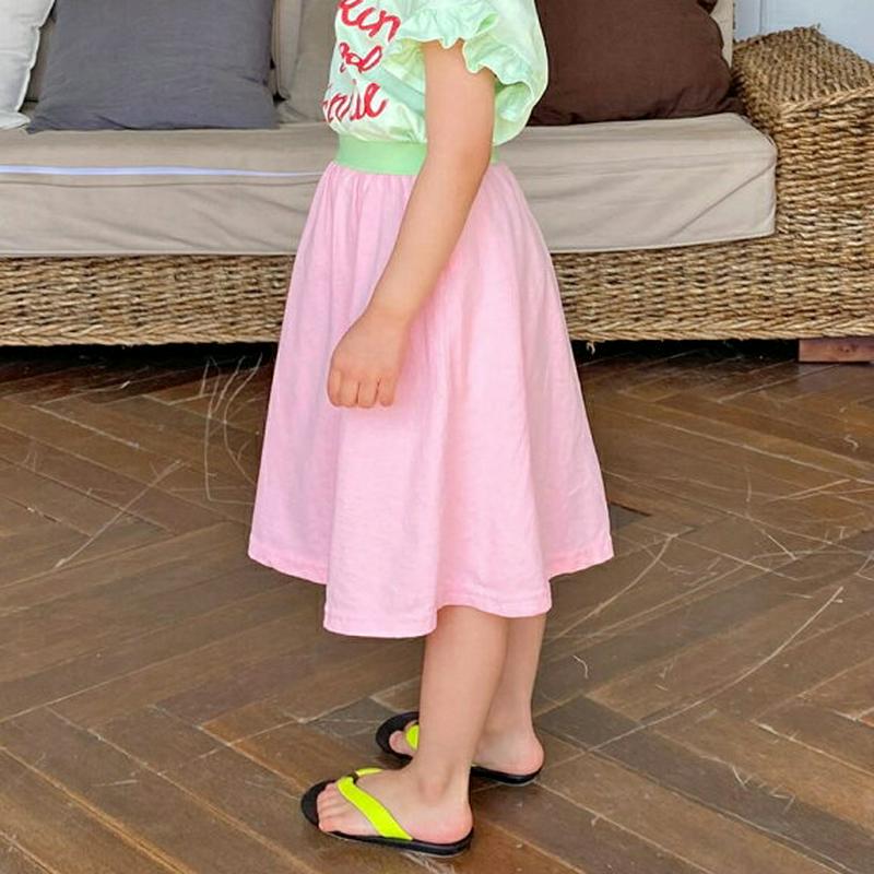 【キッズ全商品10%OFF】ウエスト配色ロングスカート・u03292 キッズ【3~8才】【sk】【スカート ロング ロングスカー