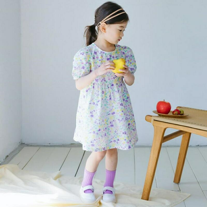 【キッズ全商品10%OFF】スケッチフラワーワンピース・u03371 キッズ【3~8才】【ops】【ワンピース ミディ丈 ミディ