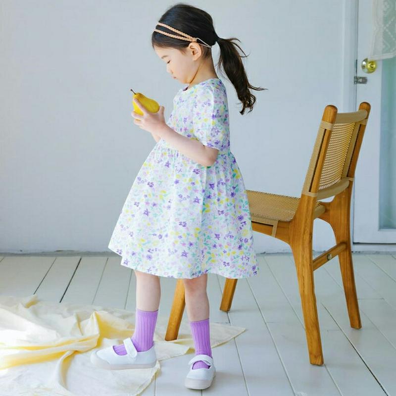 【キッズ全商品10%OFF】スケッチフラワーワンピース・u03371 キッズ【3~8才】【ops】【ワンピース ミディ丈 ミディ