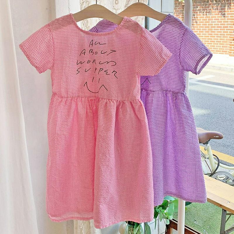 【キッズ全商品10%OFF】バックリボンネックチェックワンピース・u03233 キッズ【3~8才】【ops】【ワンピース ミディ