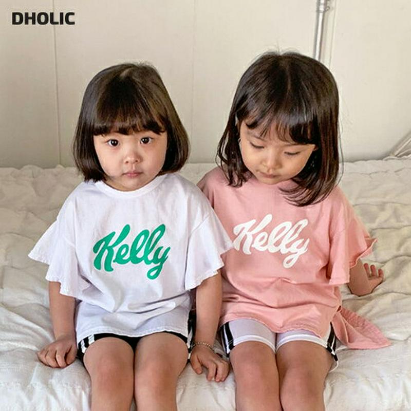【キッズ全商品10%OFF】英字フレアスリーブTシャツ・u03504 キッズ【3~8才】【tops】【トップス Tシャツ 半袖 