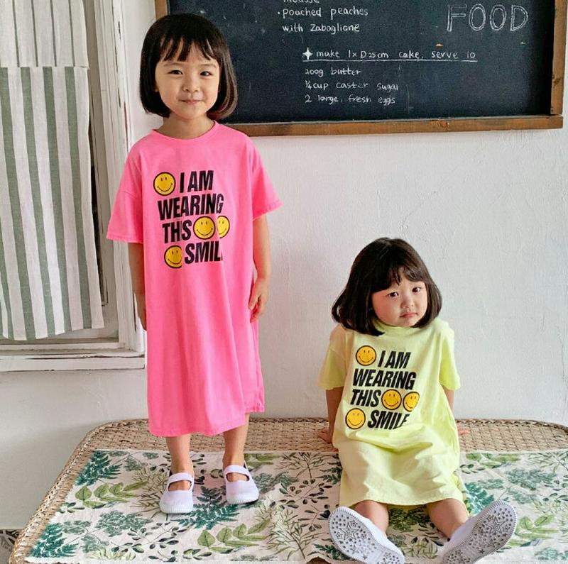 【キッズ全商品10%OFF】スマイルレタリングワンピース・u03293 キッズ【3~8才】【ops】【ワンピース ロング ロング