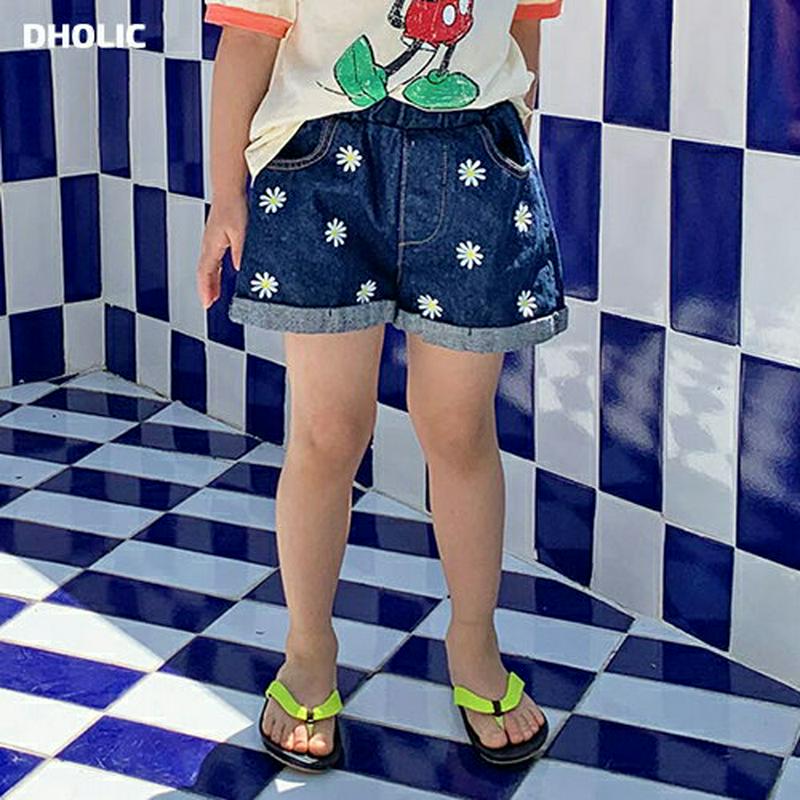【キッズ全商品10%OFF】花柄デニムショートパンツ・u03399 キッズ【3~8才】【pt】【パンツ ショートパンツ 短パン 