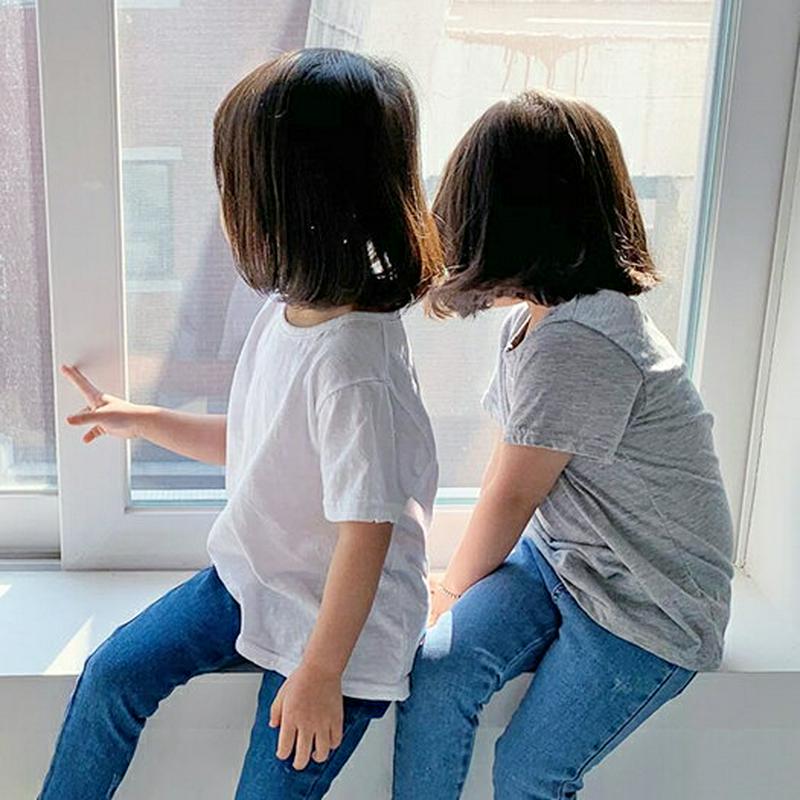 【キッズ全商品10%OFF】ラウンドネックスラブTシャツ・u03300 キッズ【3~8才】【tops】【トップス Tシャツ 単色