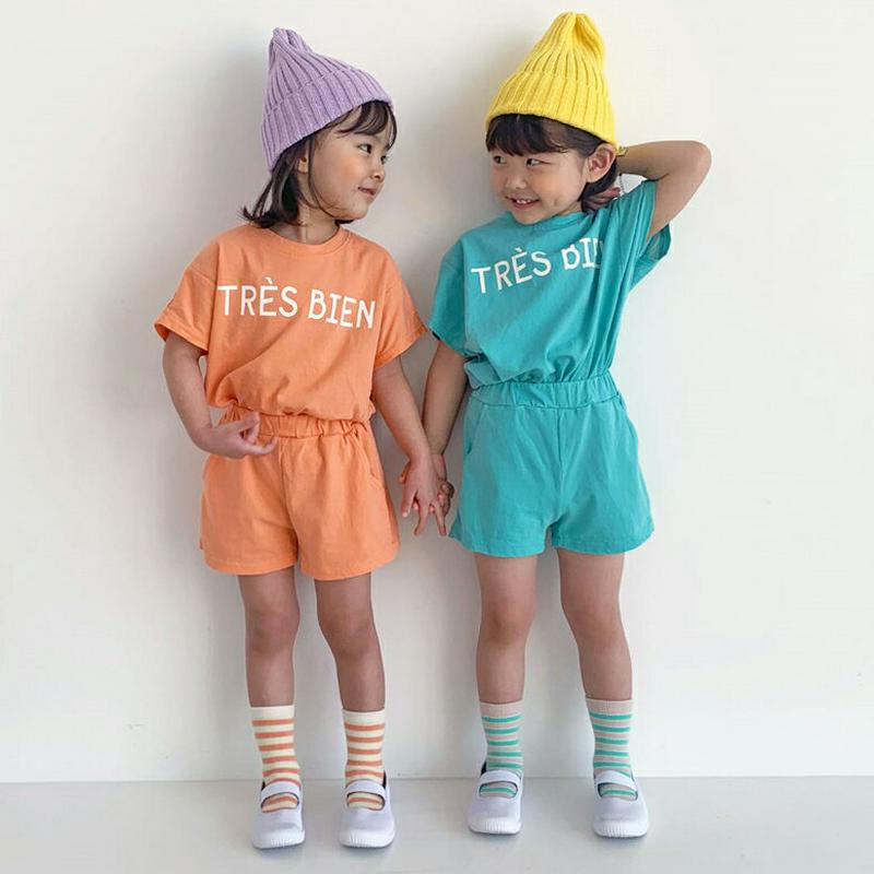 【キッズ全商品10%OFF】BIENレタリングTシャツ&パンツSET・u03232 キッズ【3~8才】【set】【セットアップ 