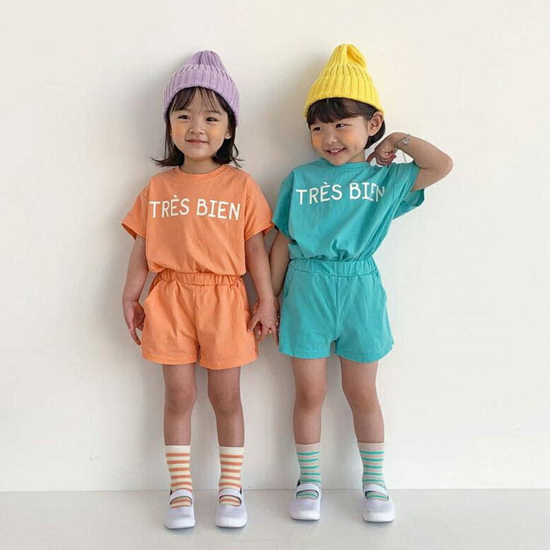 【キッズ全商品10%OFF】BIENレタリングTシャツ&パンツSET・u03232 キッズ【3~8才】【set】【セットアップ 