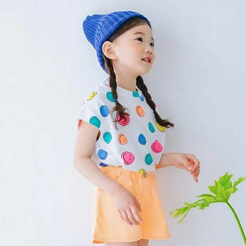 【キッズ全商品10%OFF】カラフルスマイル半袖Tシャツ・u03372 キッズ【3~8才】【tops】【トップス Tシャツ 半袖