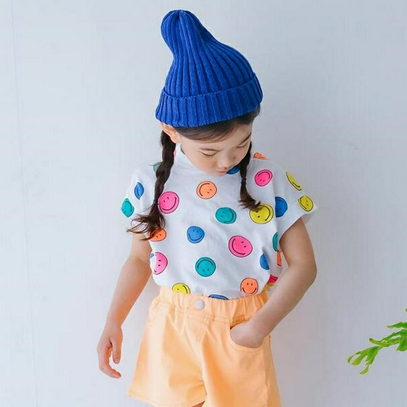 【キッズ全商品10%OFF】カラフルスマイル半袖Tシャツ・u03372 キッズ【3~8才】【tops】【トップス Tシャツ 半袖