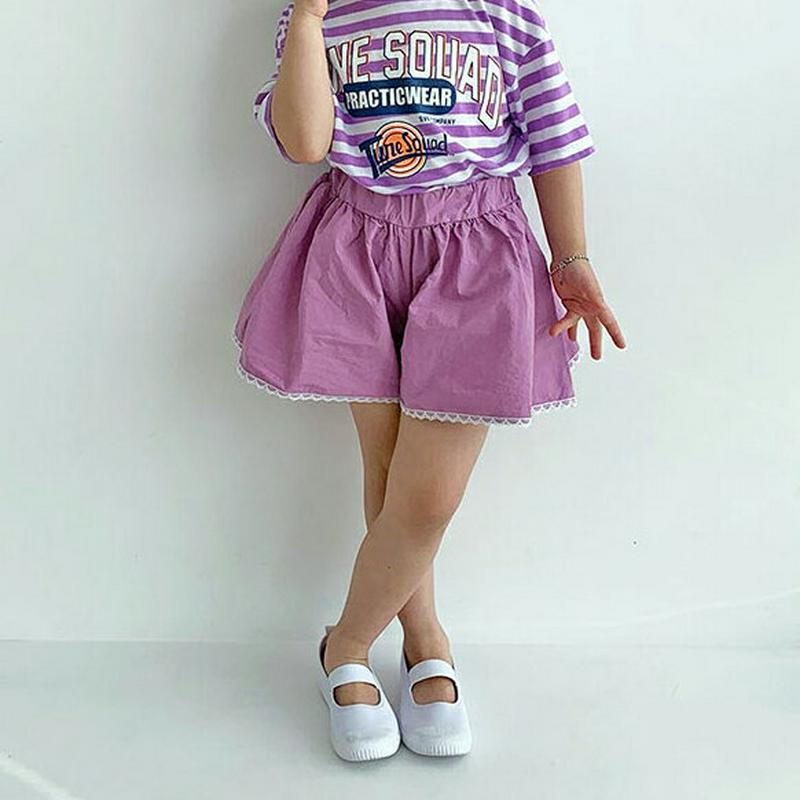 【キッズ全商品10%OFF】レースヘムキュロットパンツ・u03302 キッズ【3~8才】【pt】【キュロットパンツ キュロット 