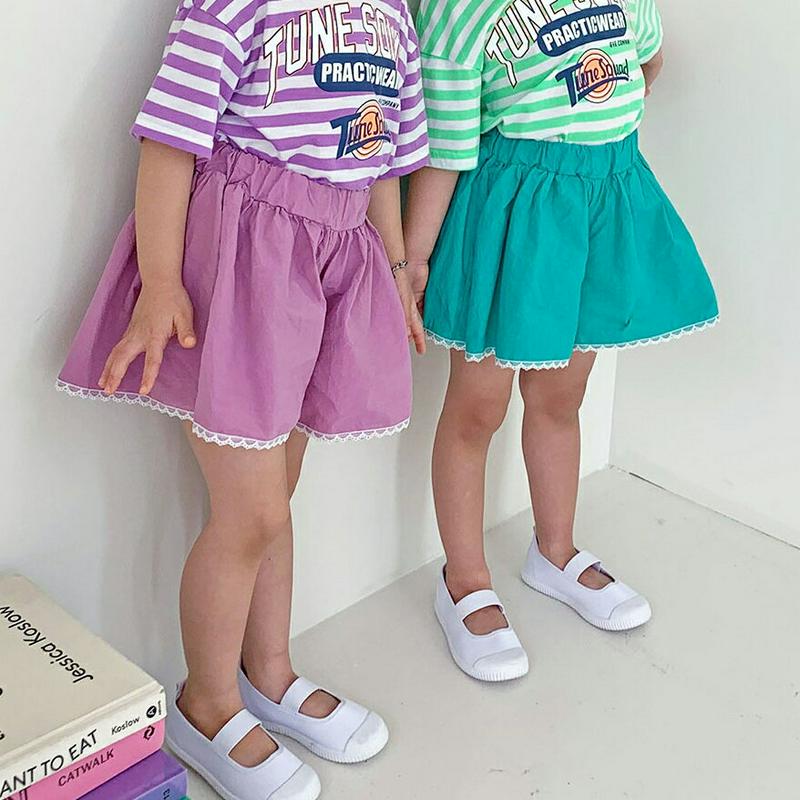 【キッズ全商品10%OFF】レースヘムキュロットパンツ・u03302 キッズ【3~8才】【pt】【キュロットパンツ キュロット 