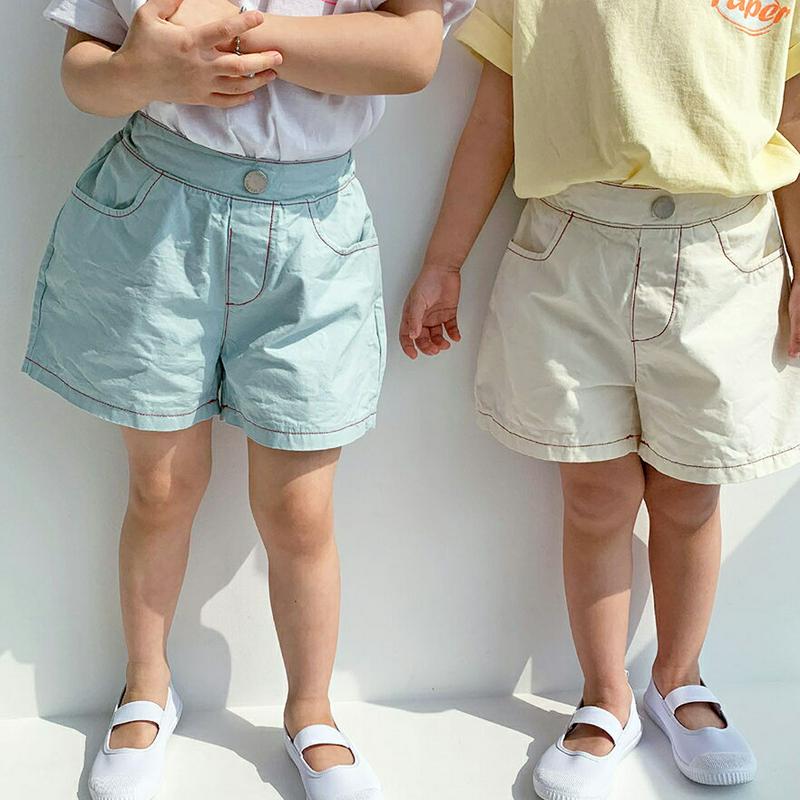 【キッズ全商品10%OFF】ステッチショートパンツ u03291・キッズ 【3~8才】【pt】【韓国 ファッション ボトムス パ