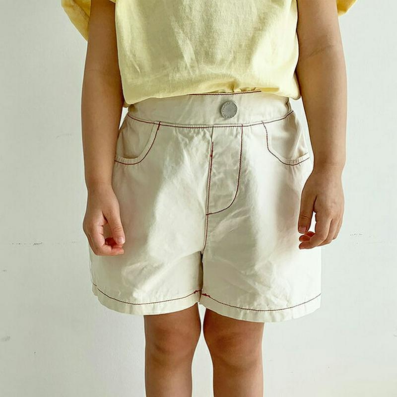【キッズ全商品10%OFF】ステッチショートパンツ u03291・キッズ 【3~8才】【pt】【韓国 ファッション ボトムス パ