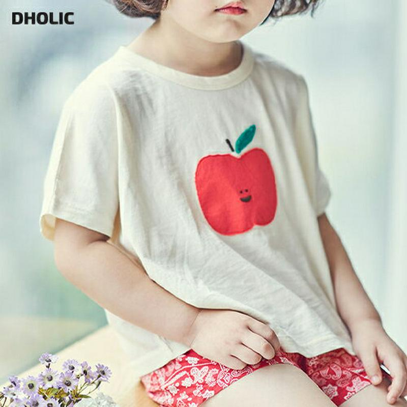 【キッズ全商品10%OFF】アップル半袖Tシャツ u03382・キッズ 【3~8才】【tops】【韓国 ファッション トップス 