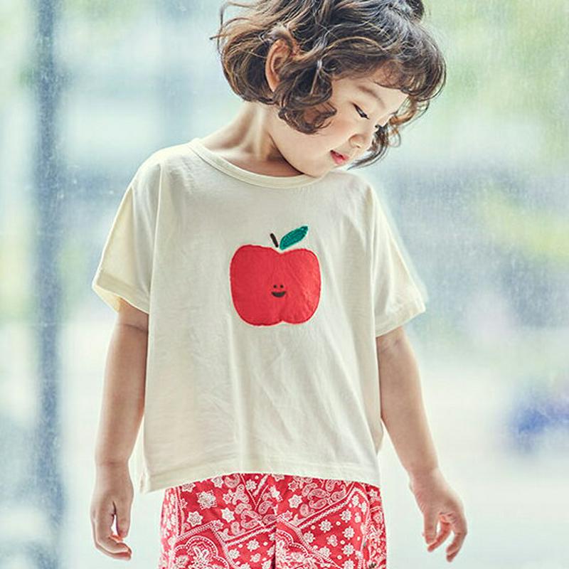 【キッズ全商品10%OFF】アップル半袖Tシャツ u03382・キッズ 【3~8才】【tops】【韓国 ファッション トップス 