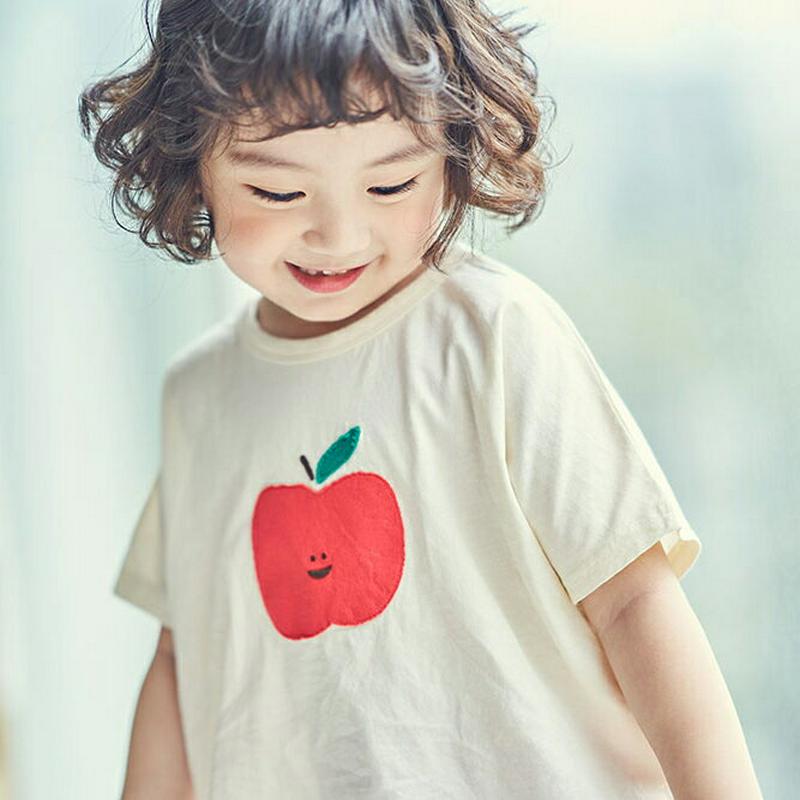 【キッズ全商品10%OFF】アップル半袖Tシャツ u03382・キッズ 【3~8才】【tops】【韓国 ファッション トップス 
