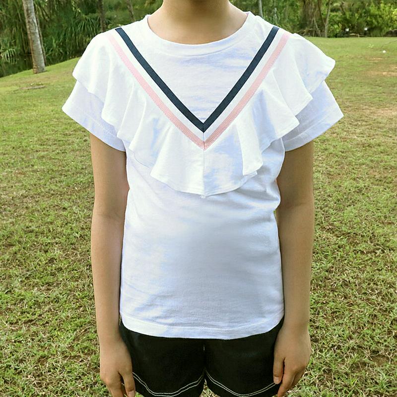 【キッズ全商品10%OFF】V字フリルTシャツ p003408・キッズ 【3~8才】【tops】【韓国 ファッション トップス 