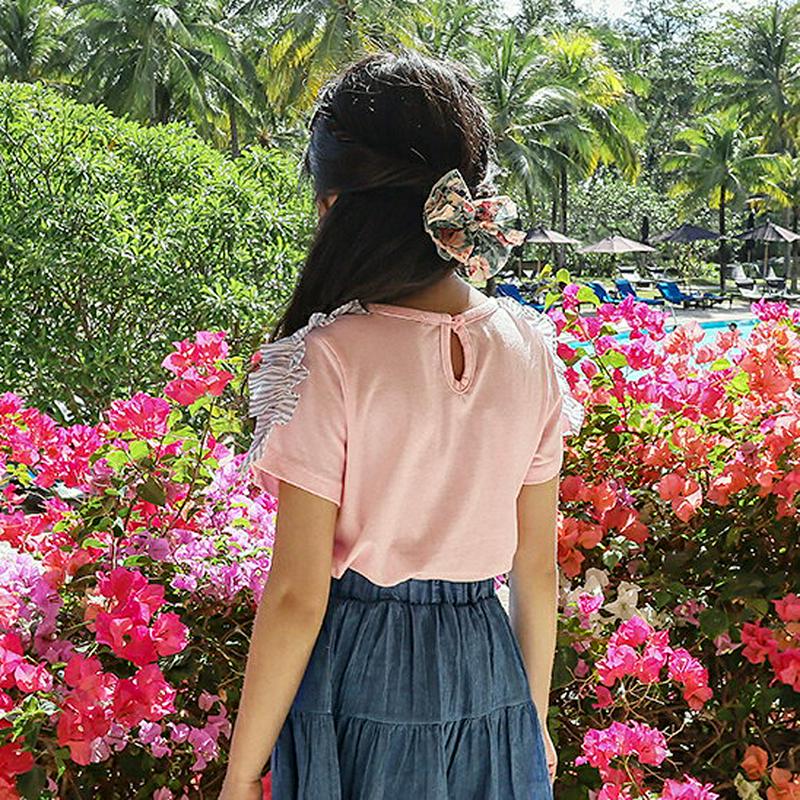 【キッズ全商品10%OFF】ショルダーフリルTシャツ p003404・キッズ 【3~8才】【tops】【韓国 ファッション トッ