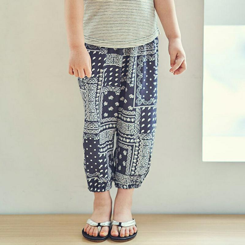 【キッズ全商品10%OFF】ペイズリー柄クロップドパンツ u03383・キッズ 【3~8才】【pt】【韓国 ファッション ボトム