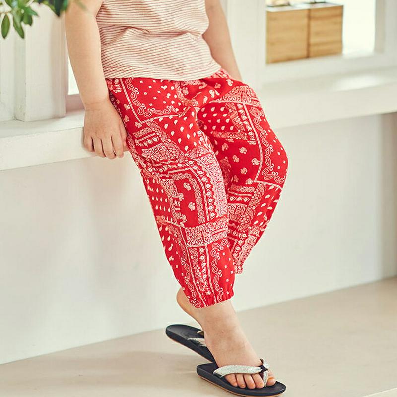 【キッズ全商品10%OFF】ペイズリー柄クロップドパンツ u03383・キッズ 【3~8才】【pt】【韓国 ファッション ボトム