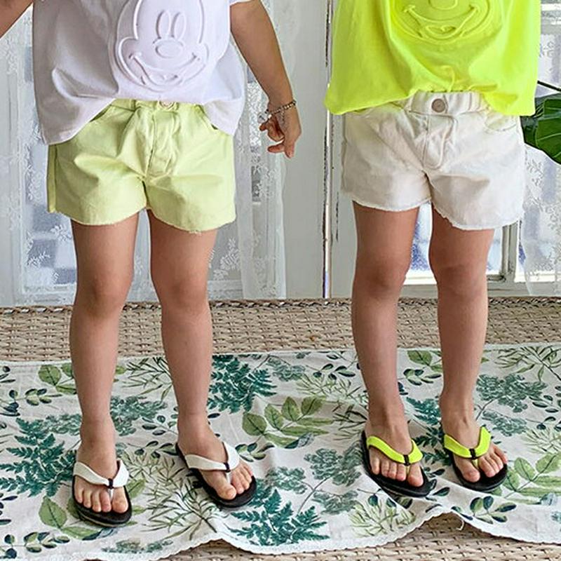【キッズ全商品10%OFF】カットヘムショートパンツ u03218・キッズ 【3~8才】【pt】【韓国 ファッション ボトムス 