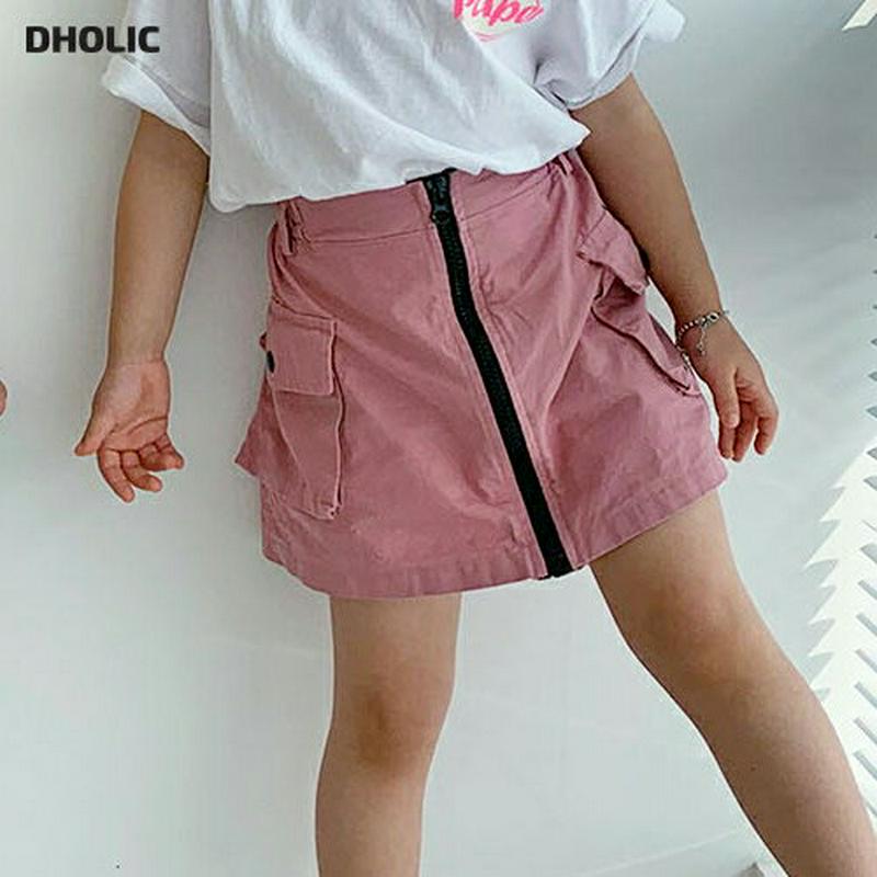 【キッズ全商品10%OFF】フロントジップカーゴスカート u03306・キッズ 【3~8才】【sk】【韓国 ファッション ボトム