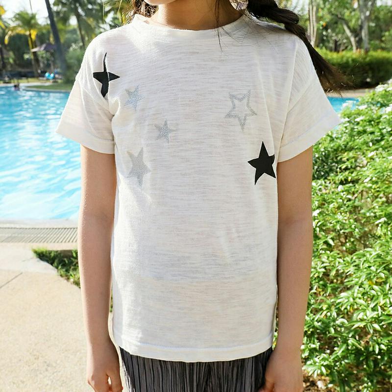 【キッズ全商品10%OFF】スタープリントTシャツ p003457・キッズ 【3~8才】【tops】【韓国 ファッション トップ