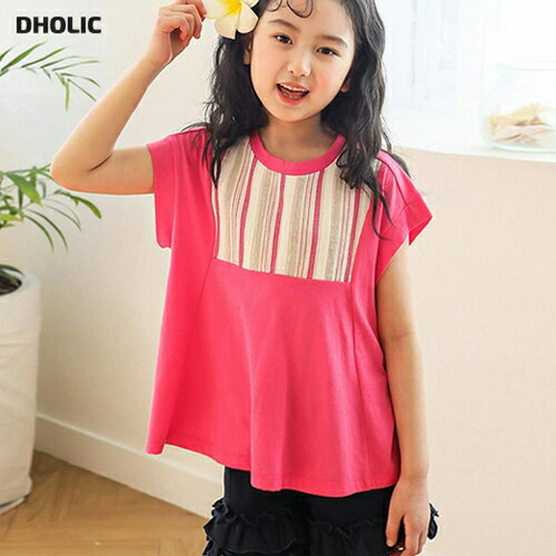 【キッズ全商品10%OFF】ボックスパターンポイントTシャツ p003402・キッズ 【3~8才】【tops】【韓国 ファッショ