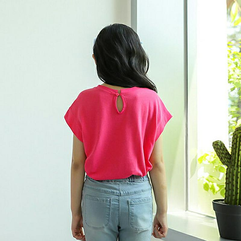 【キッズ全商品10%OFF】ボックスパターンポイントTシャツ p003402・キッズ 【3~8才】【tops】【韓国 ファッショ