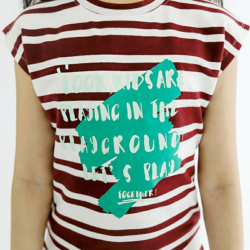 【キッズ全商品10%OFF】ペイント風ボーダーTシャツ p003419・キッズ 【3~8才】【tops】【韓国 ファッション ト