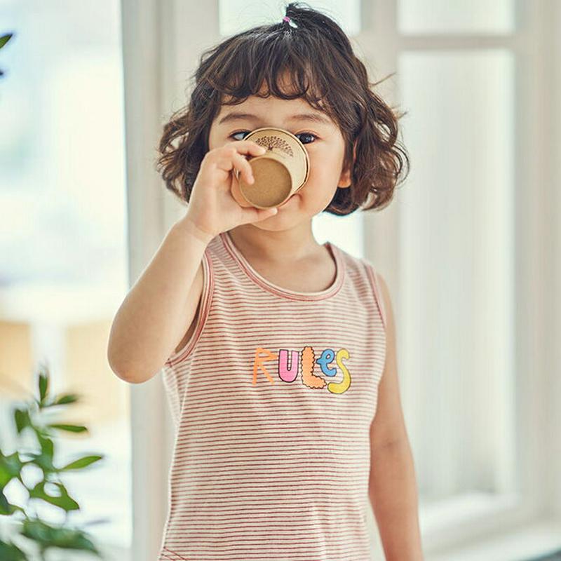 【キッズ全商品10%OFF】レタリングボーダースリーブレス u03380・キッズ 【3~8才】【tops】【韓国 ファッション 