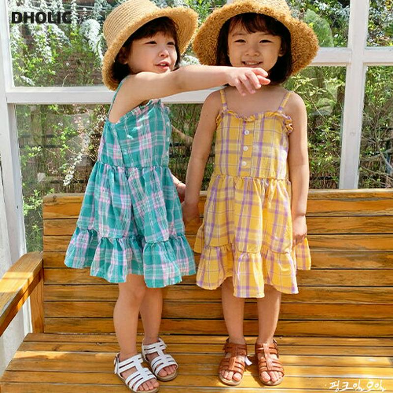 【キッズ全商品10%OFF】ティアードチェックワンピース u03229・キッズ 【3~8才】【ops】【韓国 ファッション ワン