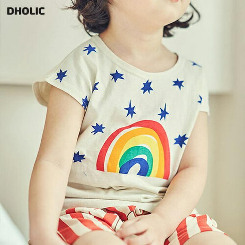 【キッズ全商品10%OFF】レインボースターTシャツ u03381・キッズ 【3~8才】【tops】【韓国 ファッション トップ