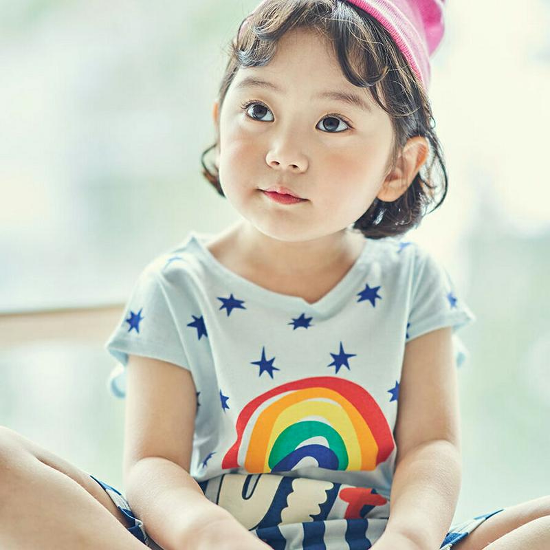 【キッズ全商品10%OFF】レインボースターTシャツ u03381・キッズ 【3~8才】【tops】【韓国 ファッション トップ