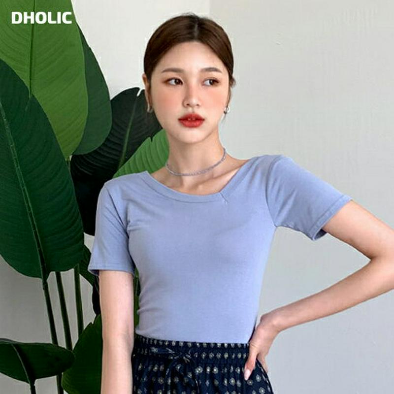 【新作10%OFF】アンバランスネックTシャツ・全5色・t55898 レディース【tops】【トップス Tシャツ 無地T 無地　