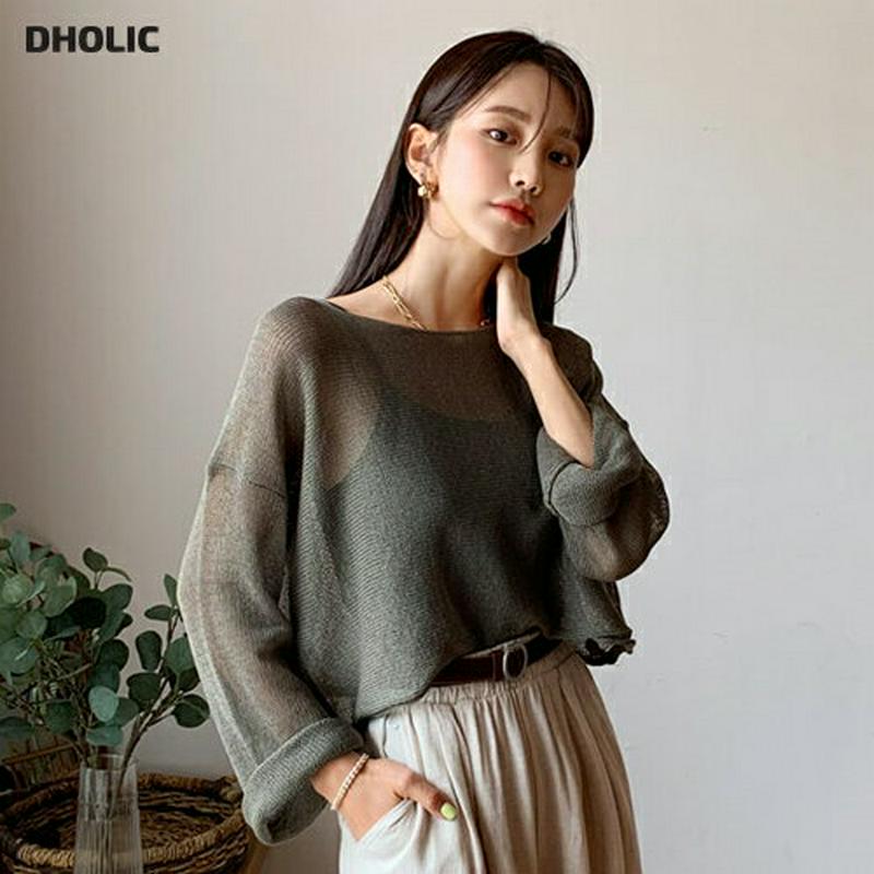 【新作10%OFF】ロングスリーブシアーニット・全5色・b55908 レディース【tops】【トップス ニット ニットトップス 