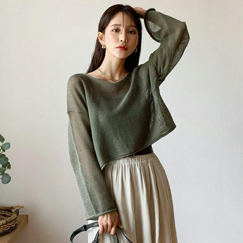 【新作10%OFF】ロングスリーブシアーニット・全5色・b55908 レディース【tops】【トップス ニット ニットトップス 