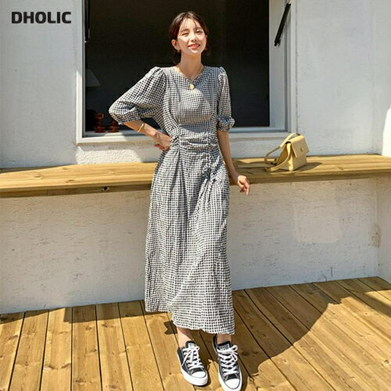 【新作10%OFF】ドロストチェックワンピース・全2色・t55912 レディース【ops】【ワンピース ロング ロングワンピース