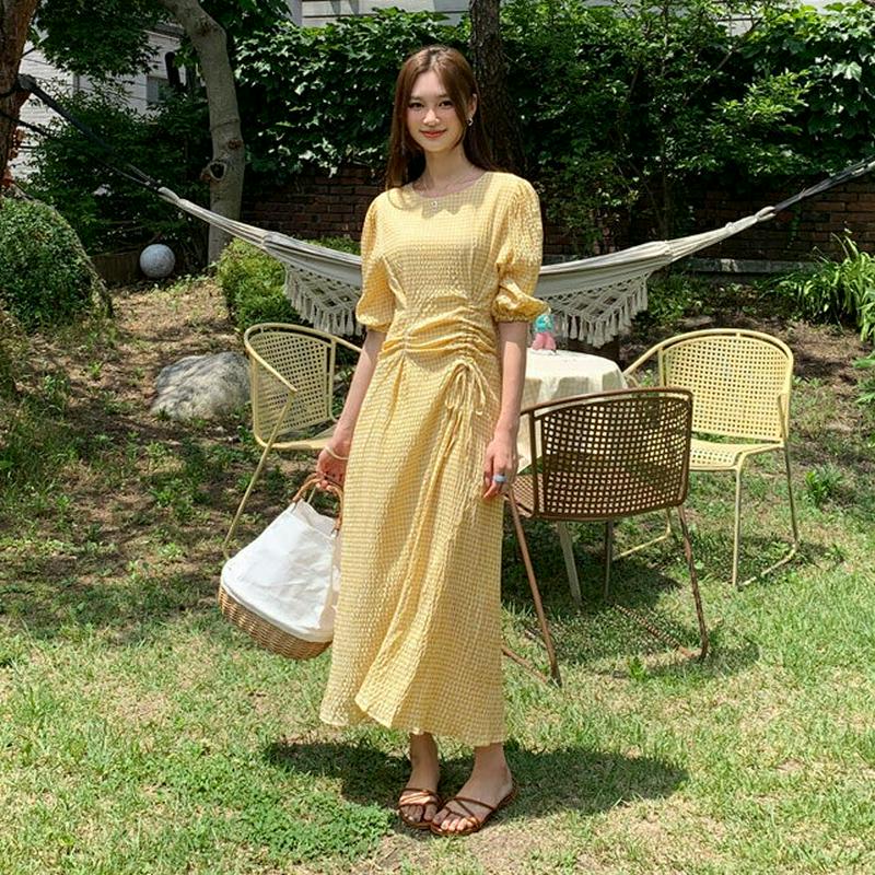 【新作10%OFF】ドロストチェックワンピース・全2色・t55912 レディース【ops】【ワンピース ロング ロングワンピース