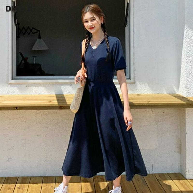 【新作10%OFF】Vネックスウェットワンピース・全3色・b55911 レディース【ops】【ワンピース ロング ロングワンピー