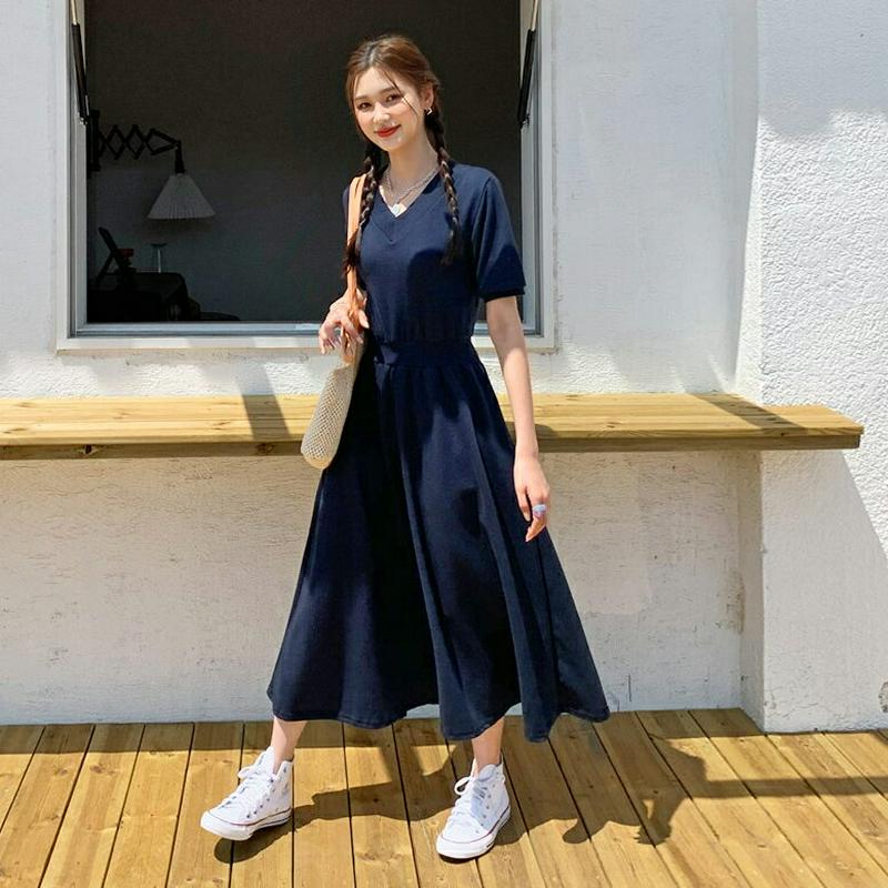 【新作10%OFF】Vネックスウェットワンピース・全3色・b55911 レディース【ops】【ワンピース ロング ロングワンピー